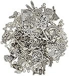 eCrafty EC-5655 100-Piece Silver Pewter Charms Pendants Mega Mix DIY for Jewelry Making and Crafting