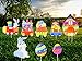 Jumbo Easter Yard Signs Easter Outdoor Decoration with Egg and Bunny, Pack of 8, Double-sided Printing