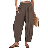 TARSE Women Linen Boho Pants Summer Casual Loose High Waist Cargo Lounge Harem Pant 2025 Beach Travel Vacation Outfits
