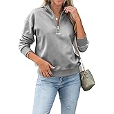 Dressmine Womens Quarter Zip Pullover Casual Long Sleeve Shirts Half Zip Sweatshirt 2025 Trendy Winter Clothes