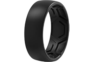 ThunderFit Silicone Rings for Men, Breathable Patterned Design Rubber Wedding Bands 8mm Wide 2.2mm Thick - 1/4/7 Variety Multipack