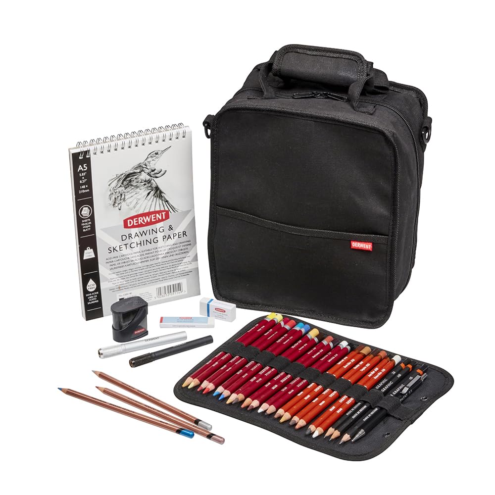 Derwent Carry-all Bag, Black, Accessories Ideal for Sketching and Drawing, Professional Quality Artist Bag, Includes Derwent Pencil Case, 2306220