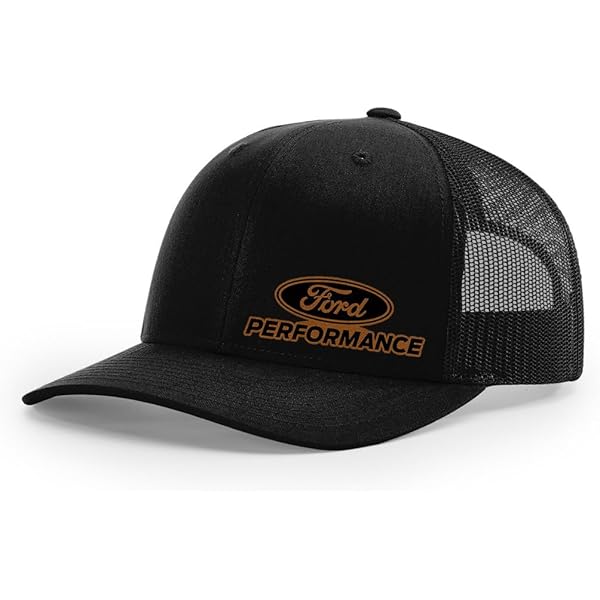 Ford Oval Script Logo Laser Engraved Leather Patch Yupoong 6606