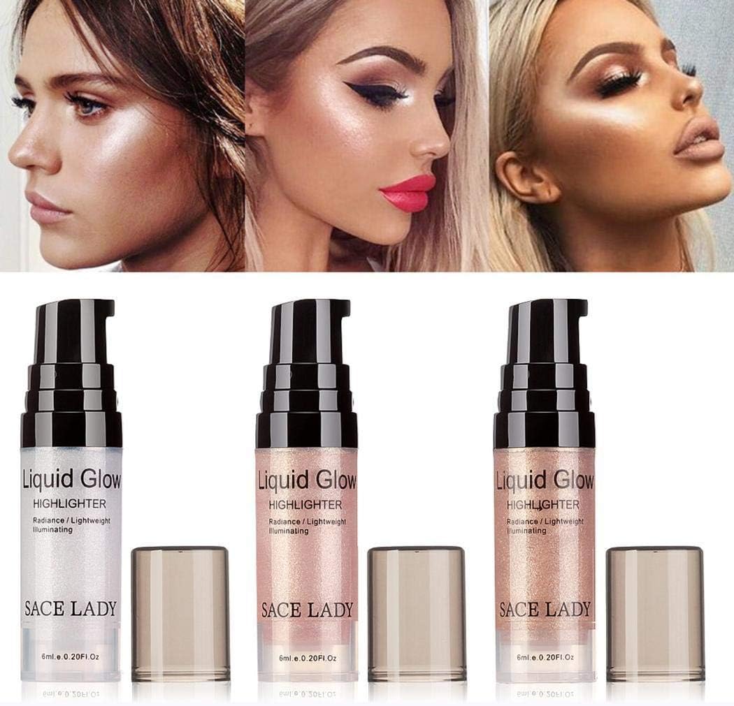 Lady Lighweight Sheer Highlighter Radiant Illuminator Glow Makeup Shimmer Facial Bronzer Contour Cosmetic(6ml/0.20Fl Oz) (01# SILVER)