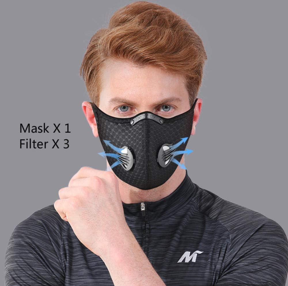 Outdoor mask with replaceable filter, reusable, with breathing valve and nose clip, comfortable and breathable suitable for outdoor activities