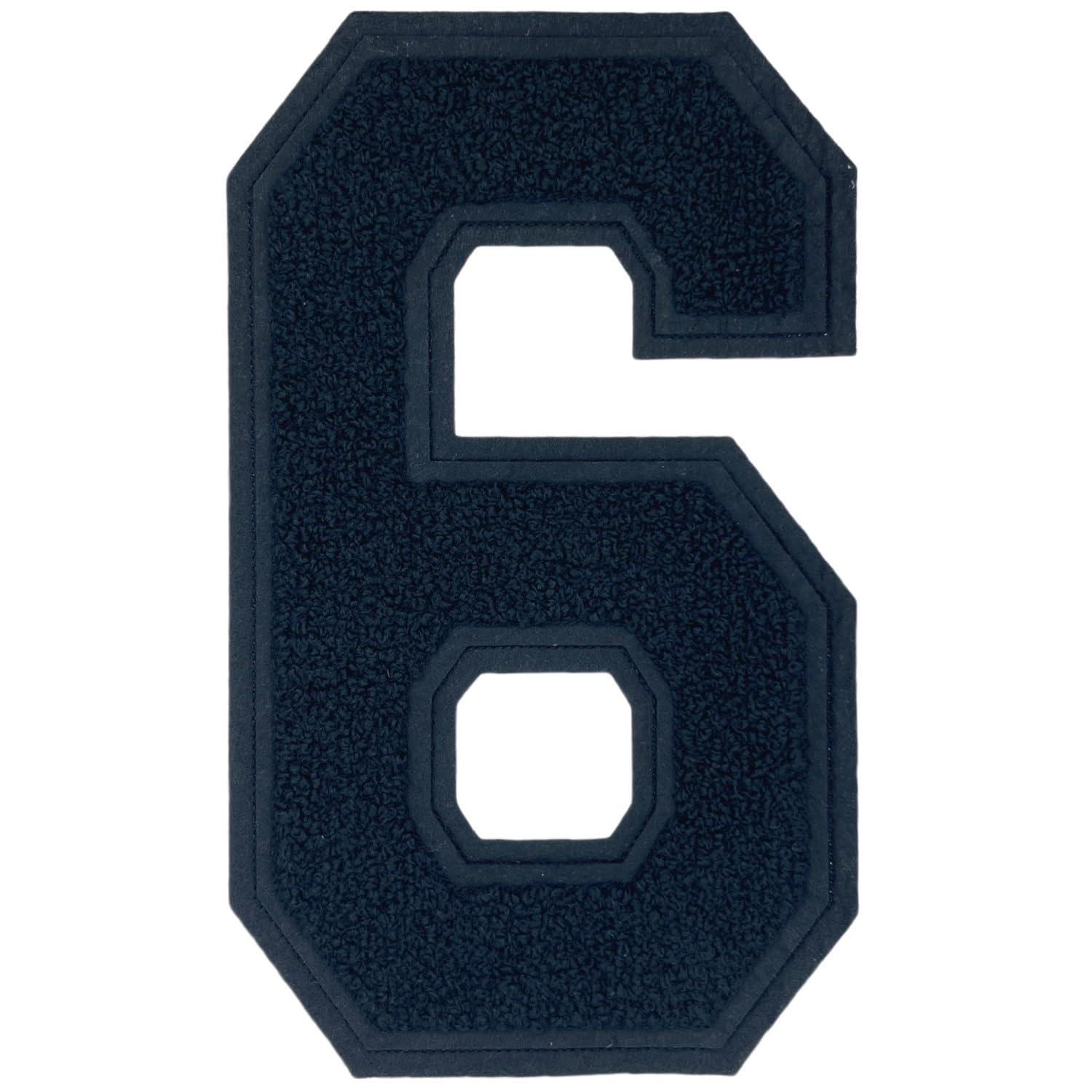 Photo 1 of 1 Pcs 8.0" Black Chenille Number Patches, Iron On or Sew On Appliques for Clothing, Jackets, Backpacks Varsity Style Large Number Patches Pair with Varsity Letter Patches (Black 6)