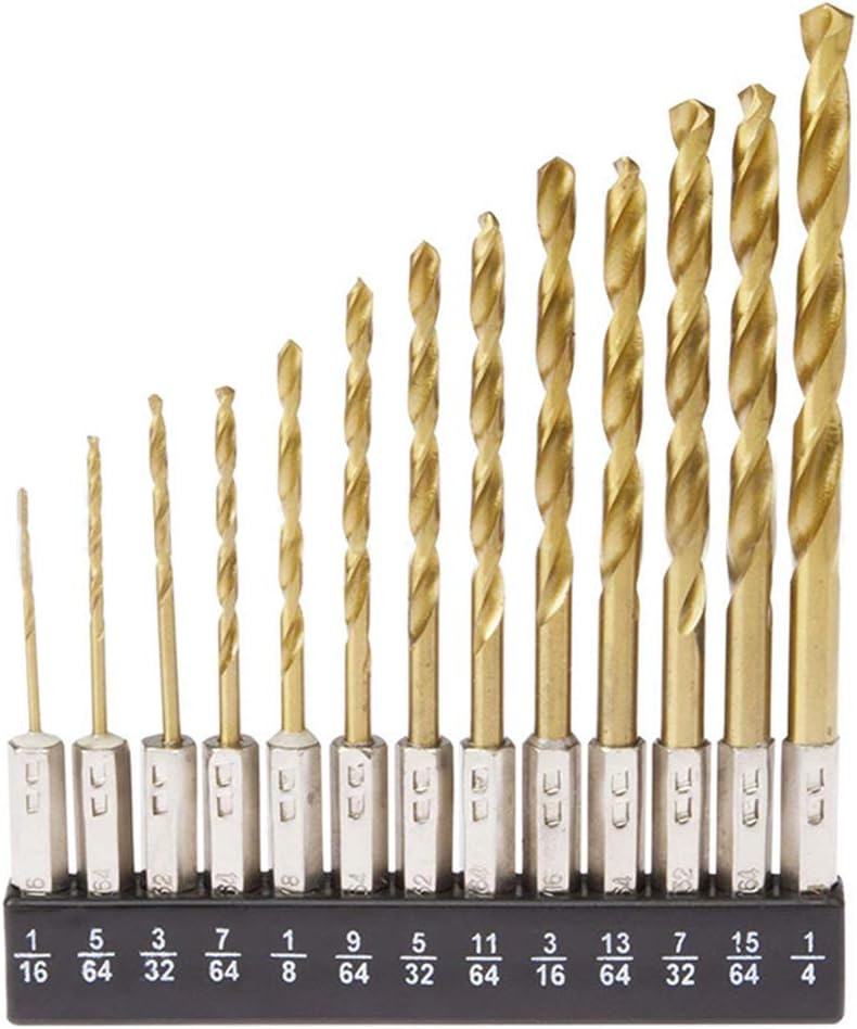 HSS Twist Drill Bit Set,13Pcs High Speed Titanium Coated Steel Drill Bit Tool with Heat Resistant 1.5mm-6.5mm for Drilling Tool Wood/Metal/Plastic