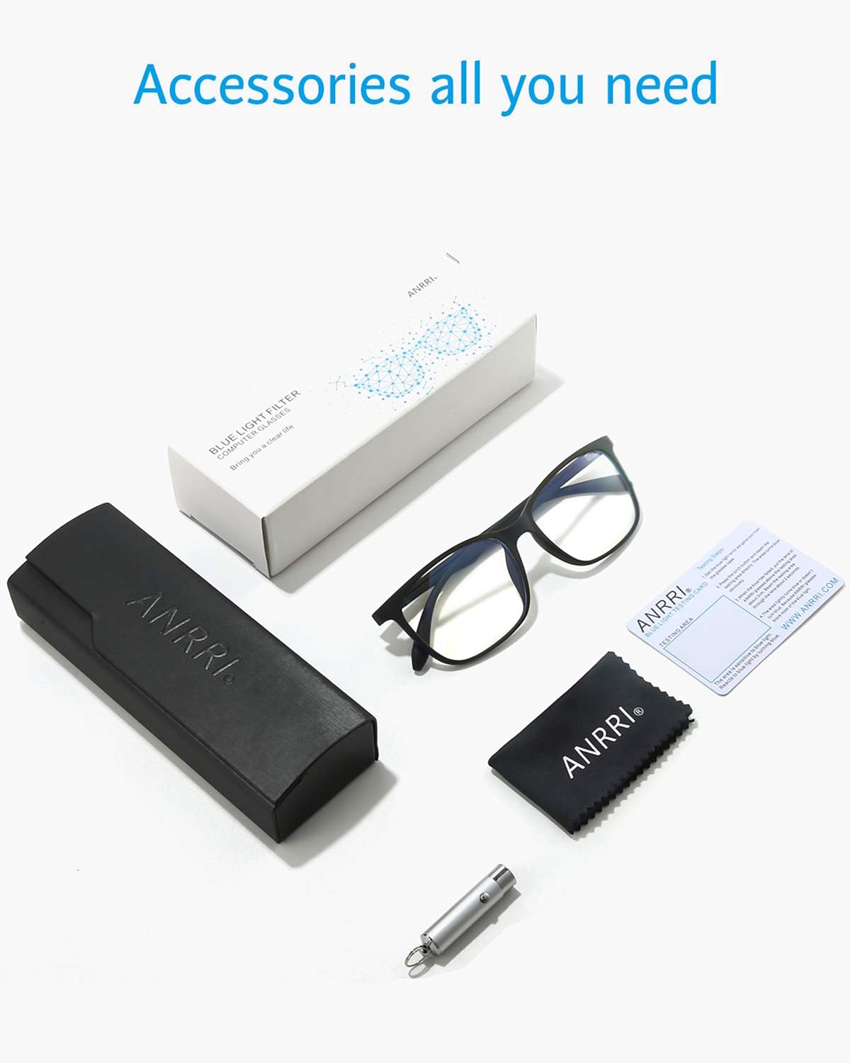 ANRRI Blue Light Blocking Glasses for Computer Use, Anti Eyestrain Lens Lightweight Frame Eyeglasses, Black, Men/Women: Clothing