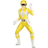 Power Rangers Yellow Ranger Womens Costume Jumpsuit with Helmet, Gloves, Belt, & Wrist Guards | Halloween Cosplay Outfit