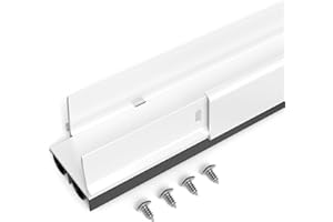 Adjustable Double Bubble Under Door Seal for Exterior Doors, 36 inch Door Sweep with drip Edge & Drainage Channel, 36 Inch Wh