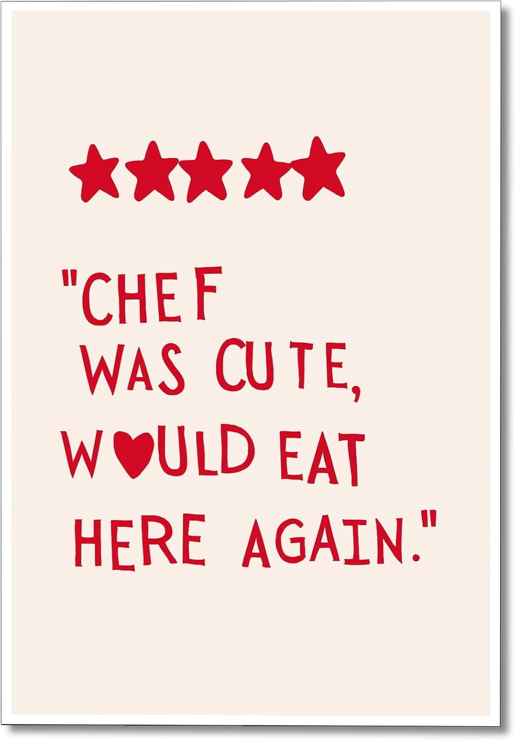 Wall Décor - pedkvtmewo Cute Kitchen Canvas Wall Art, Minimalist Heart Stars Aesthetic Poster, Funny Red Kitchen Quotes Decor Chef Was Cute Print, Chef Signs Decoration Trendy Cooking Art 12x16in Unframed