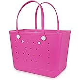 UeKeKicg Beach Bag X Large Rubber Tote Bag, Waterproof Washable Open for Women Croc Bag Hand Bag for Beach Pool Yoga