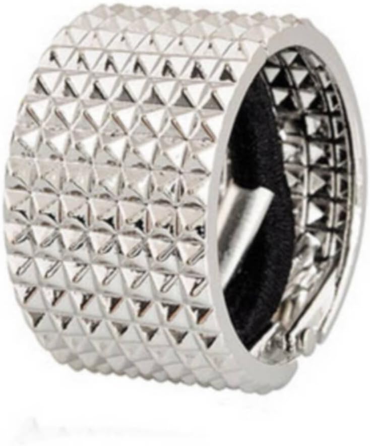 JSDY Women's Punk Rivet Round Hair Band Rope 1.4x1Inches Silver