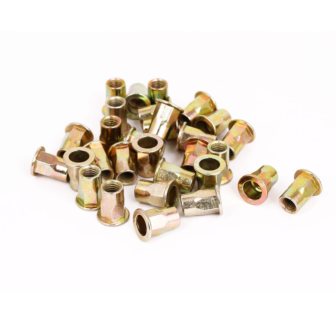 Sourcingmap M8 Flat Head Open End Half Hex Body Blind Rivet Nuts Nutserts 30pcs