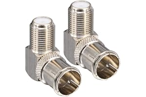 ONELINKMORE F Male to Female Right Angle Coax connectors Type F Adapters Push on Coaxial Quick Connect RG6 Connectors for Wall Mounted TV,Wall Plate, Cabinet, RV TV and Coaxial Cable Connection Pack of 2
