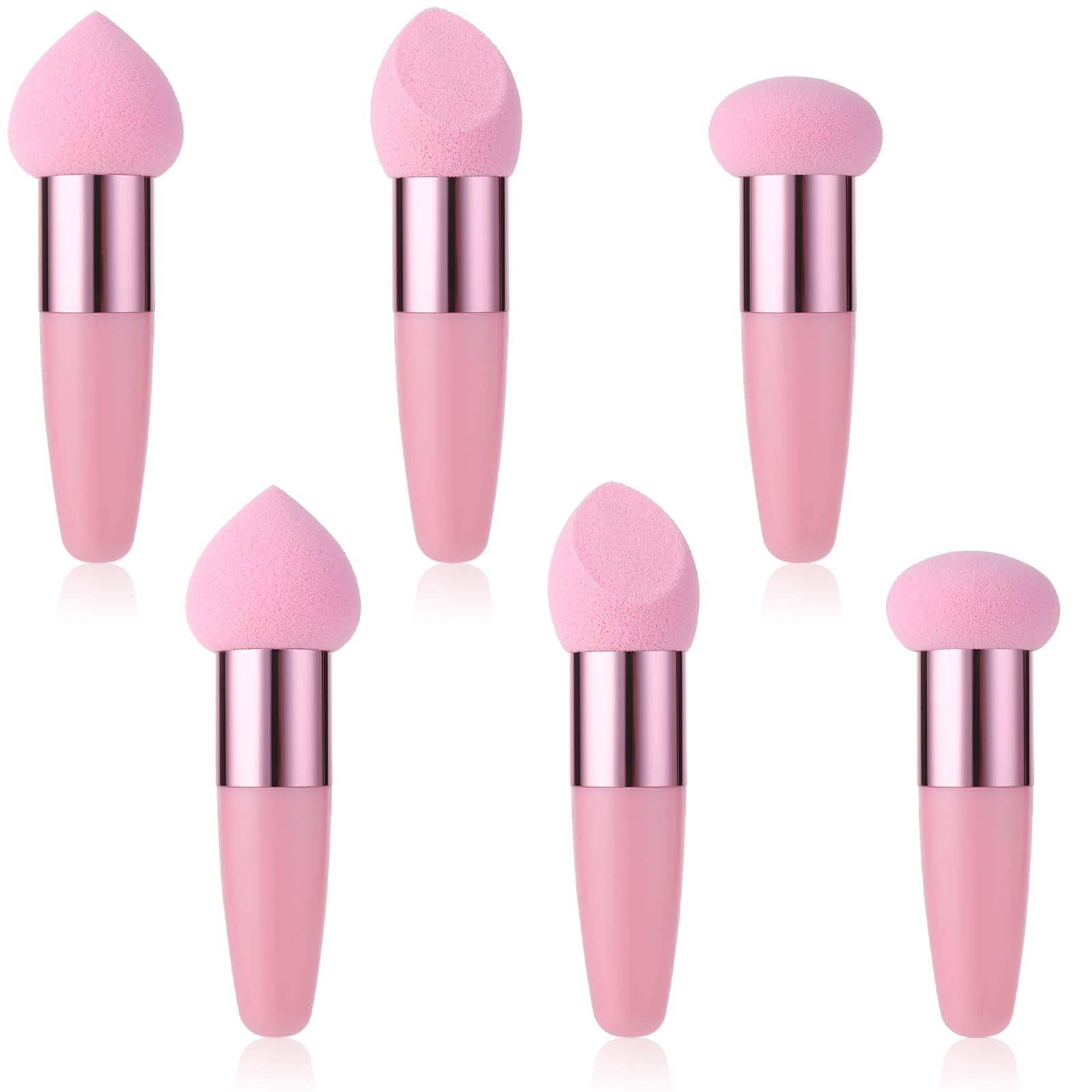 Concealer Sponge Powder Applicator 6 PC Makeup Eye Cream Tool Eyebrow Eyeliner Sponges Blender Brush Beauty Puff Handle Round Head Foundation Foam Tip Applicators Make Up Cosmetic Sponge For Eyeshadow