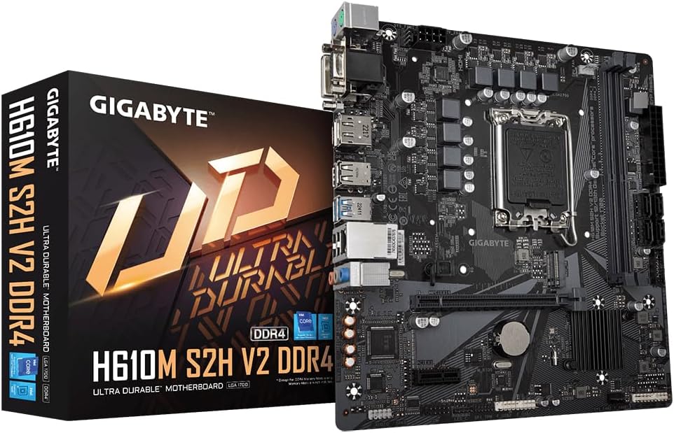 Gigabyte H610M S2H V2 DDR4 Motherboard Intel 14th Gen CPU 3200MHz M.2 GbE LAN