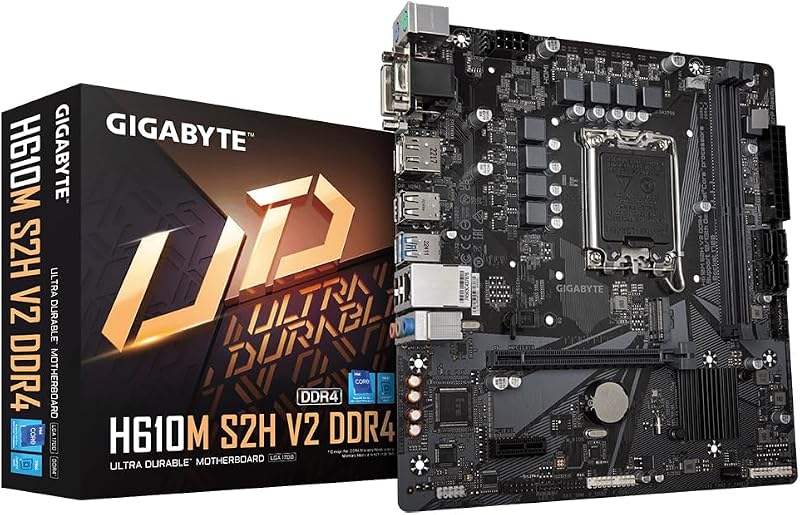 Gigabyte H610M S2H V2 DDR4 Motherboard Intel 14th Gen CPU 3200MHz M.2 GbE LAN