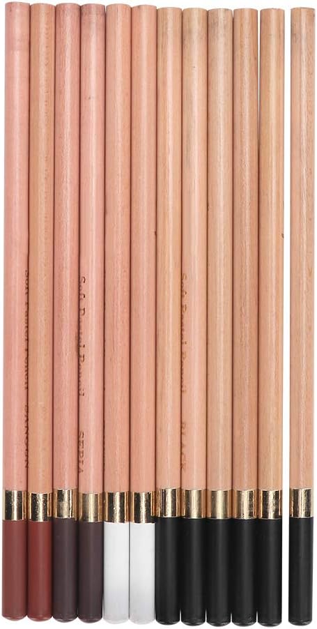 Hong 12PCS 4 Colors Sketching Pencils Wooden Charcoal Drawing - View #14