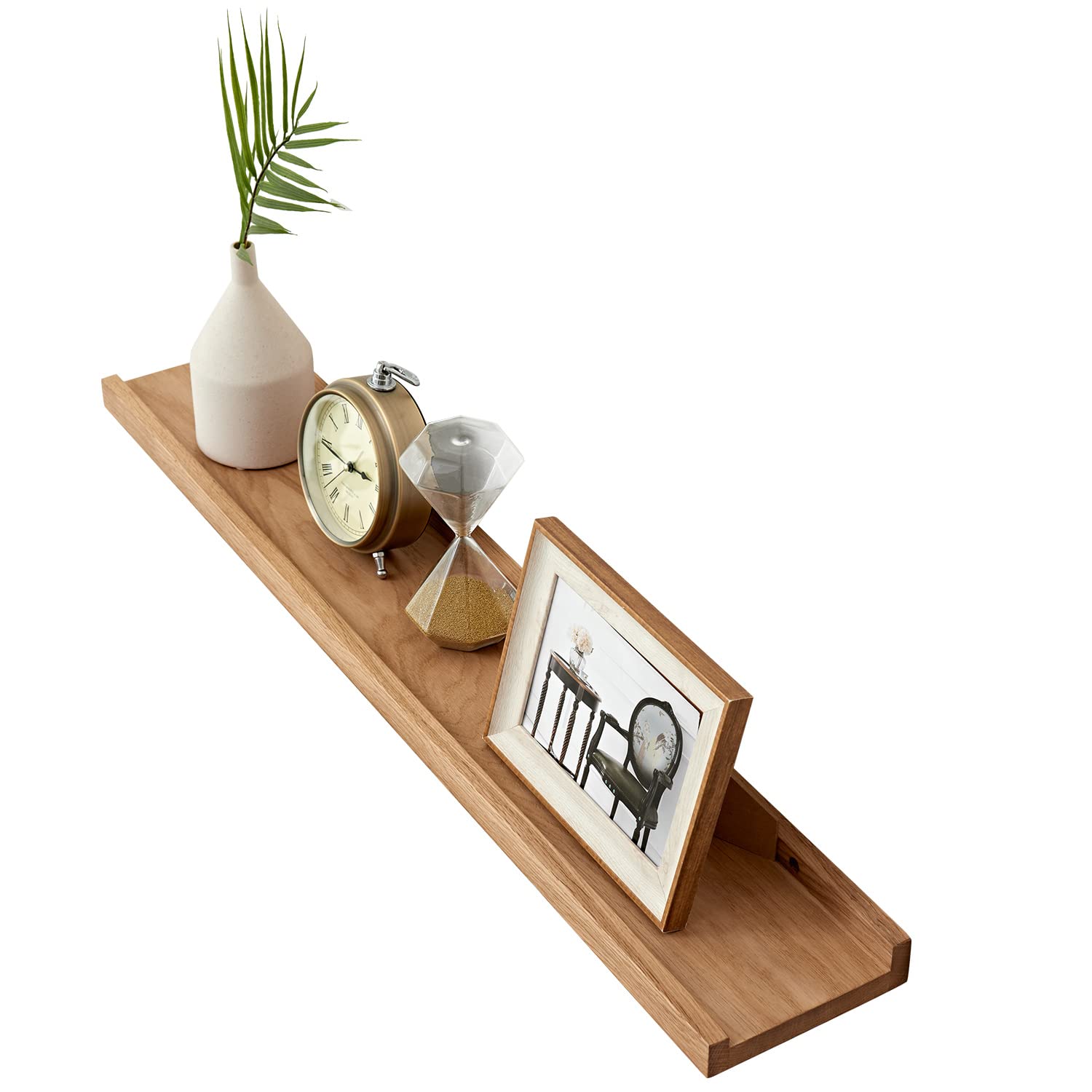 OAKERLAND Wooden Floating Shelves for Wall, 36inch Oak Picture Ledge Shelf 36inch Wall Mounted Solid Oak Display Shelf for Home,Office,Bedroom,Living Room,Bathroom,Kitchen