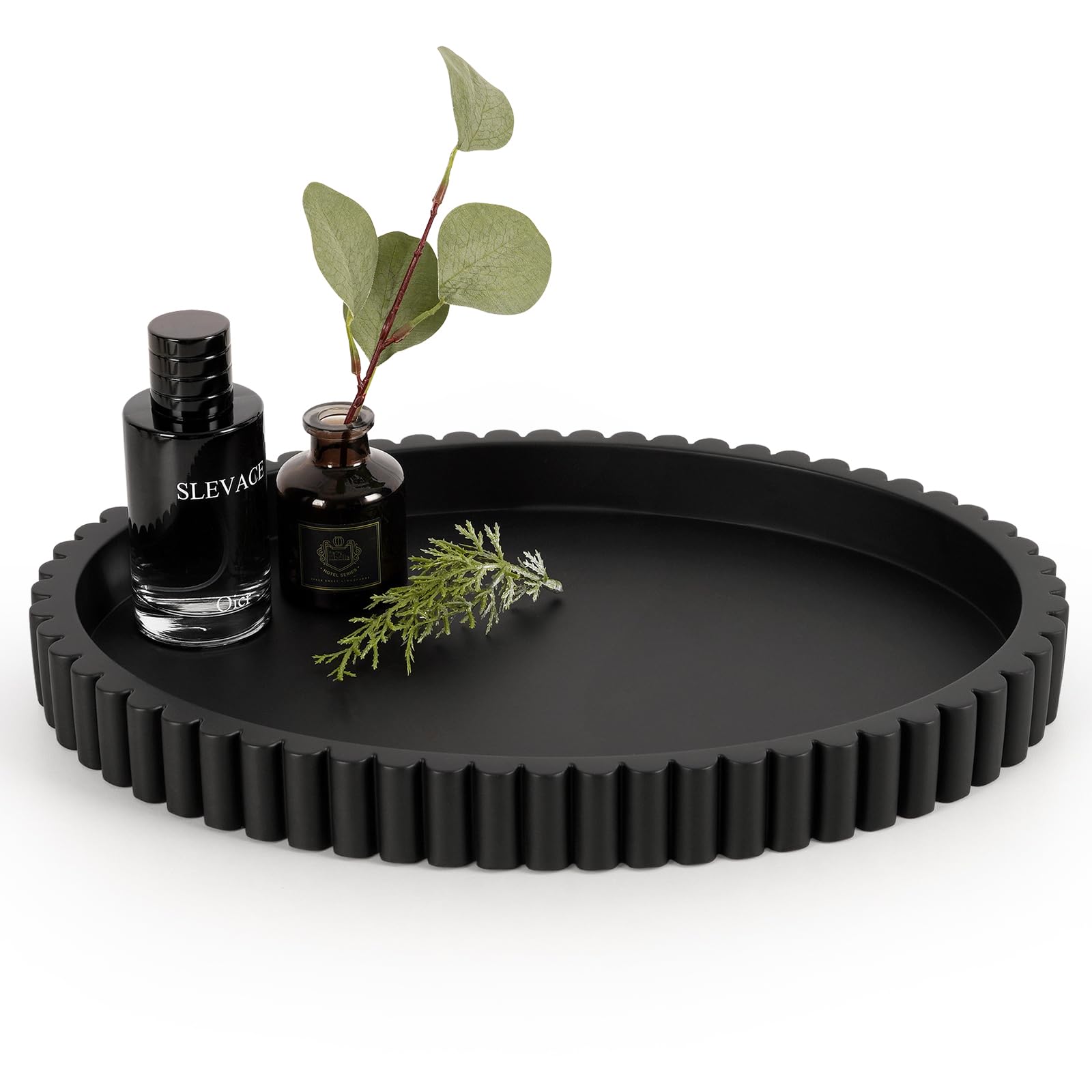 Photo 1 of Cathyeen Oval Tray for Coffee Table Decor, 15" Concrete Tray, Table Centerpieces Decorative Trays for Home Decor, Modern Decorative Trays for Coffee Tables, Centerpiece Trays, Black