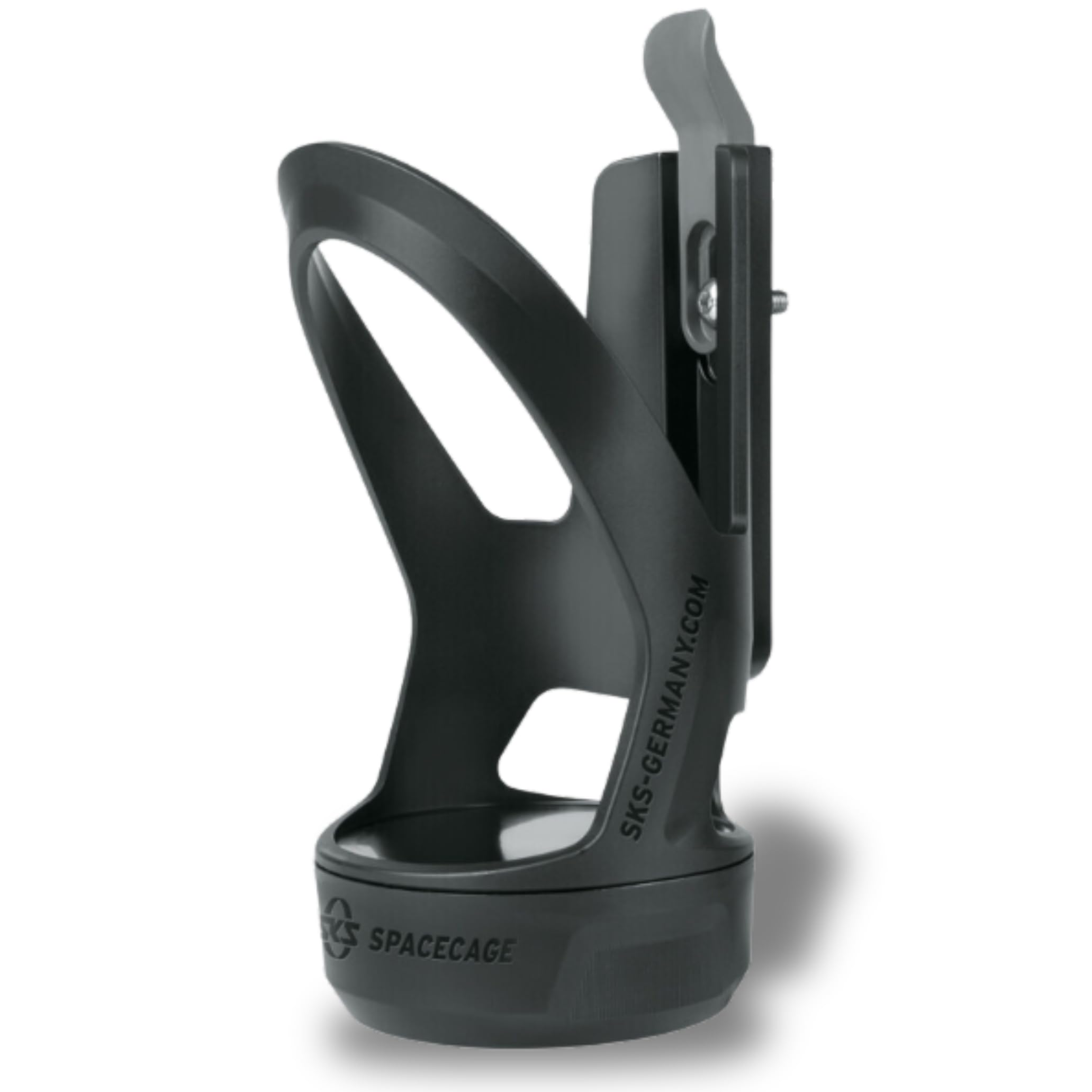 SKS GERMANY SPACECAGE bottle cage with integrated storage compartment, bike accessories (bottle cage with extra compartment, secure bottle hold, made of high-strength plastic, with bayonet lock)