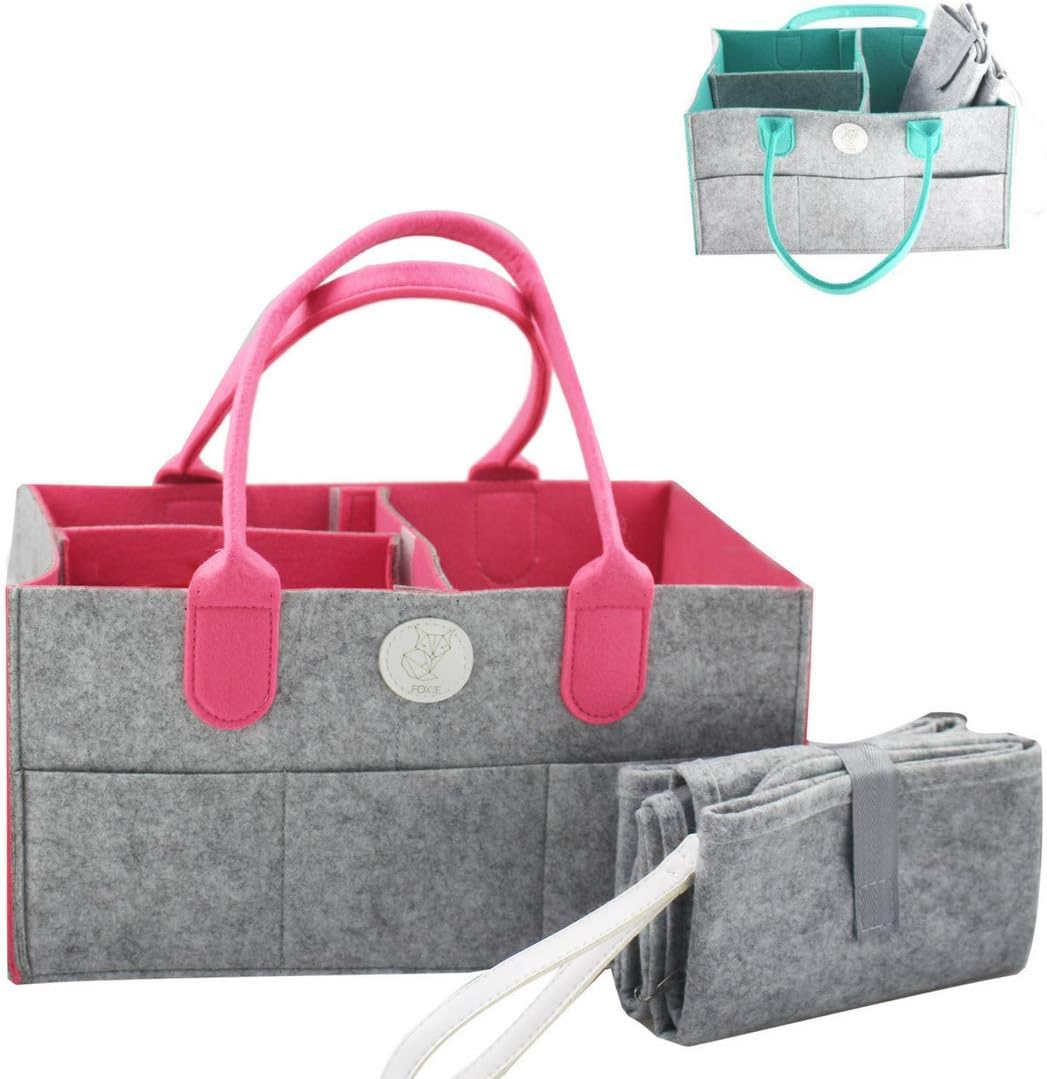 Diaper Caddy Organizer with Changing Pad (Pink)