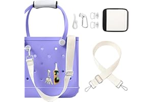 CFZYZB Strap Wrap for Bogg Bag Accessories, 6Pcs Accessories for Beach Rubber Tote Simply Modern Bog Bag,includ 1pc Adjustable Long Strap,1pc Shoulder Cushion,2pc D-Shaped Screws,2pc Inserts Hooks(White)