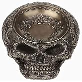 Veronese Design Antiqued Bronze Finish Human Skull Decorative Dish | Cold Cast Resin, Halloween Theme, 1.5 In. High, 9.25 In. Long, 9.25 In. Wide