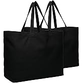 BasicList Extra Large Canvas Tote Bag - Big Reusable Grocery Shopping Heavy Duty Foldable
