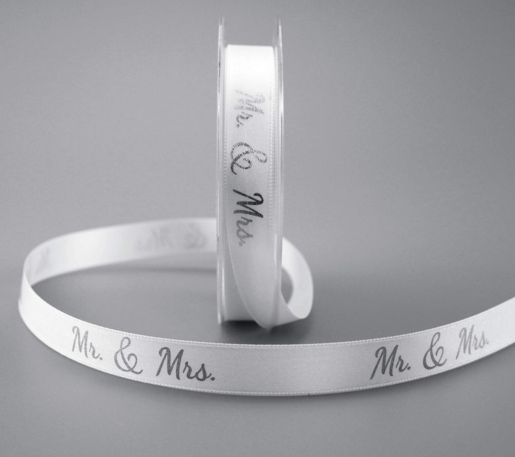 Mr & Mrs Decorative Ribbon White Silver 20 m x 15 mm Gift Ribbon Wedding Wedding Satin Ribbon for Wedding Gift Wedding Album Ribbon