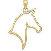 10k Yellow Gold Horse Head Outline Pendant for Women or Unisex, Sleek Equestrian Jewelry with Stylized Horse Silhouette, Animal Motif Gold Charm Necklace, Symbol of Strength, Freedom, and Grace