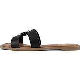 Soda &ldquo;FENG&rdquo; ~ Women Square Toe H-Band Slip-On Fashion Slide Sandal with Buckle Detail