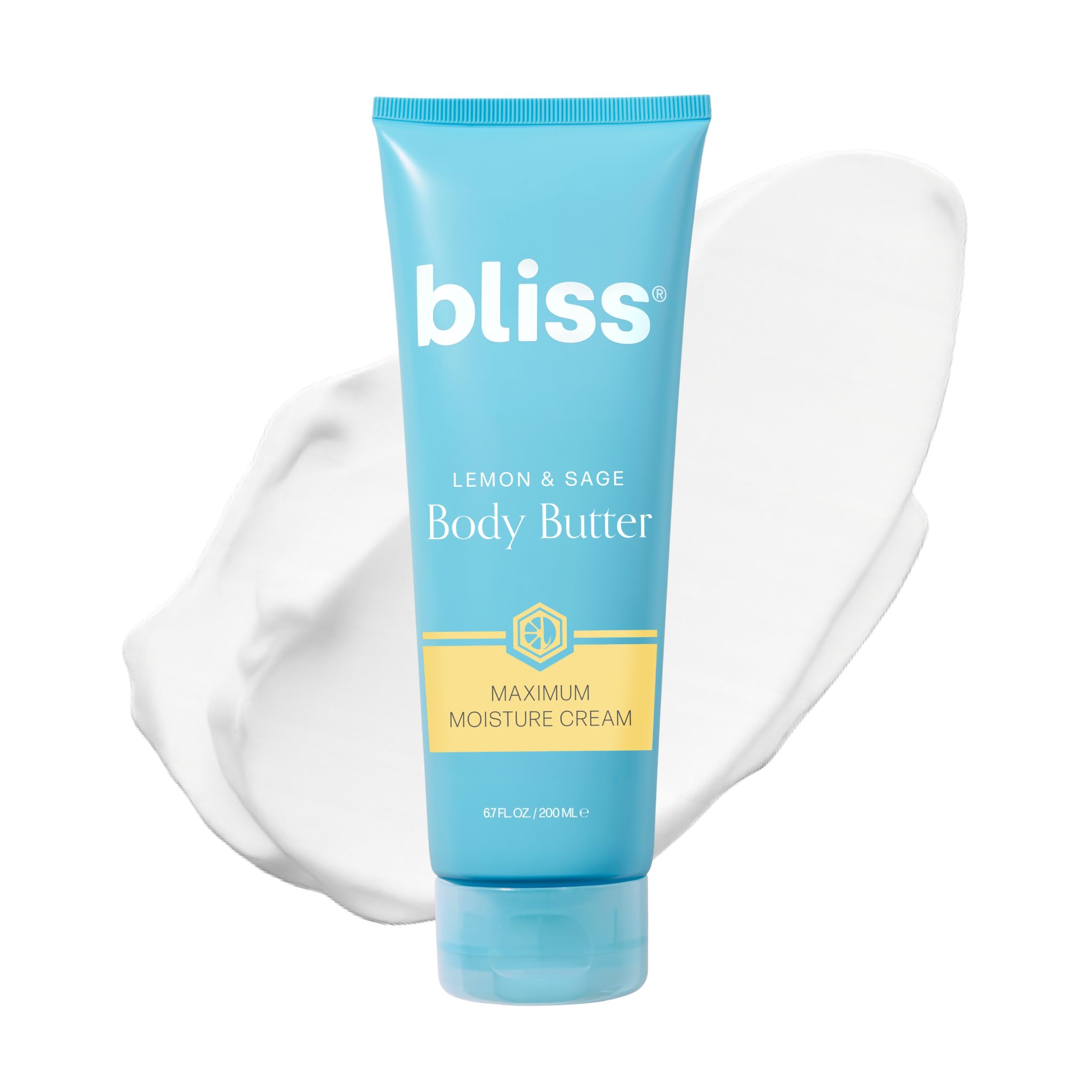 Bliss Lemon and Sage Body Butter - Maximum Moisture Cream - 198 mL - Lotion for Dry Skin - Long-Lasting Moisturizer for Women & Men - Vegan and Cruelty-Free