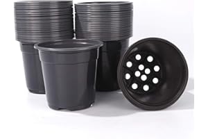 Oubest Plastic Black Plant Nursery Pots 6" 50 pcs 0.5 Gallon for Flower Plant Container Seed Starting Seedlings Reusable Transplanting Succulent Propagation Planting Pots