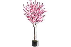 HUAESIN 6.5ft Artificial Cherry Blossom Tree with 32 Branches, Pink Silk Flowers for Home, Wedding, Party, Office Decor