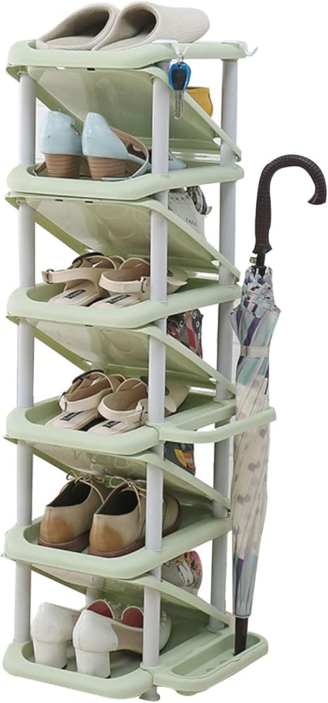 Amazon Arlrich シューズラック 6段 コンパクト 省スペース Diy組み立て式 簡単 靴収納 靴棚 玄関収納 すっきり 傘立て付き 鍵掛けフック付き 目安靴11足 傘４本 おしゃれ 青い 32 28 101 緑 シューズラック オンライン通販