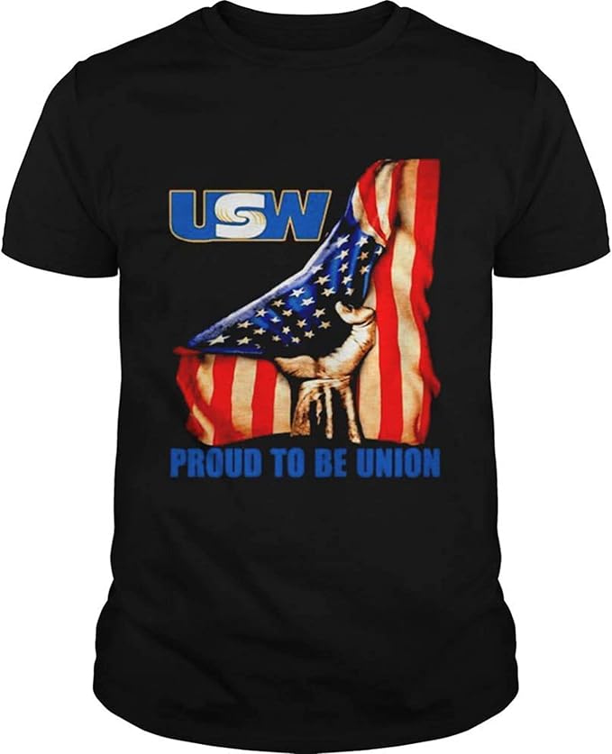 United STEELWORKERS Logo Proud to BE Union American Flag Shirt Amazon