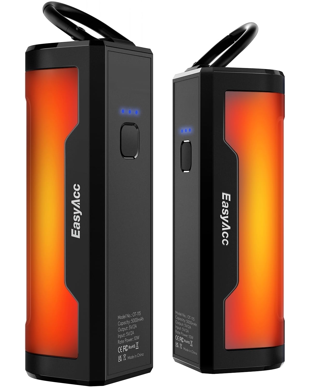 EasyAcc Magnetic Hand Warmers Rechargeable 2 Pack, 5000mAh×2 Electric Hand Warmers 3 Heat Settings(104-131°F) Pocket USB-C-C Power Bank with Hook Tech Gifts for Men Golf