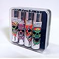 Clipper Lighters - Melting Skulls - Set of 4 Lighters - Refillable & Re-flintable - Includes Display Case/Protective Holder