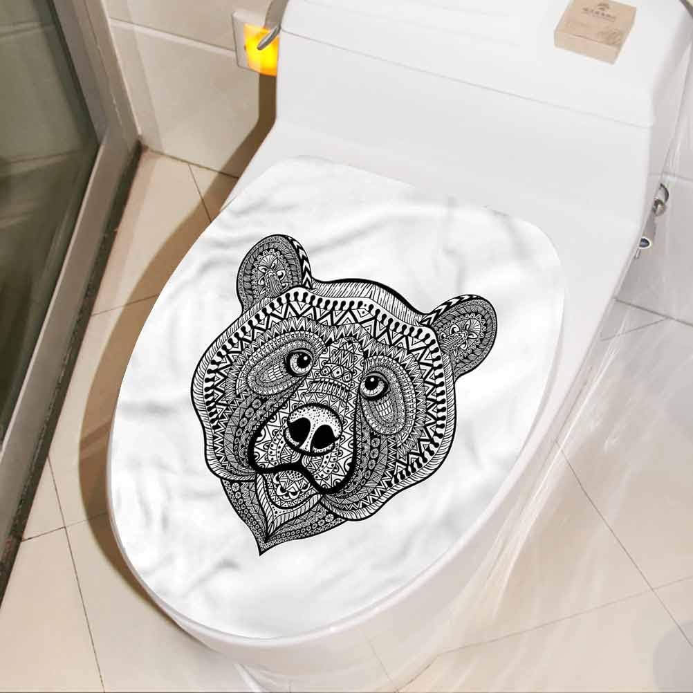 Homesonne Toilet Seat Sticker/Lid Decal Bear, Animal Face Boho Makhenda