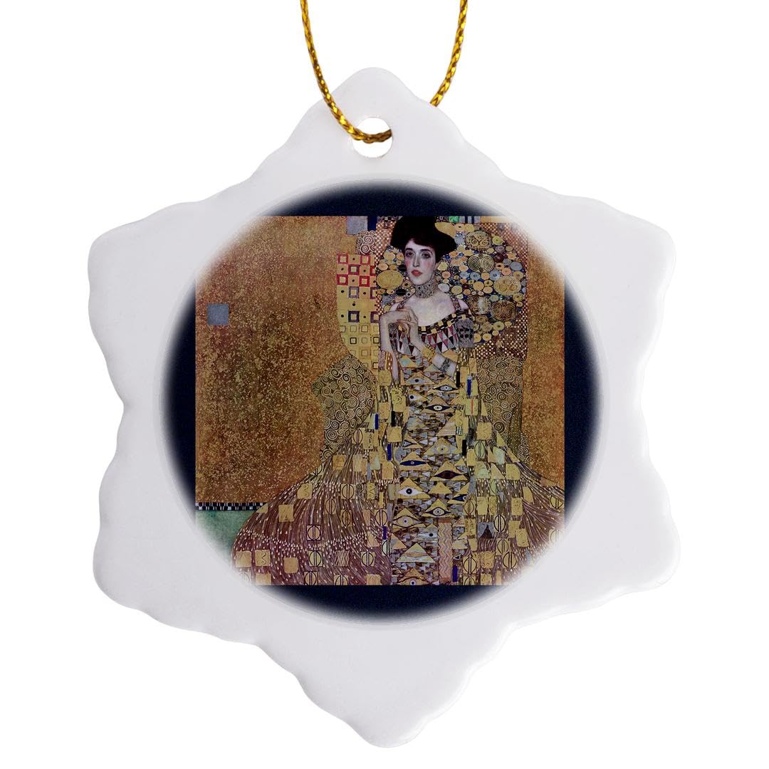 3dRose Portriat of Adele Block-Bauer I by Gustav Klimt Snowflake Ornament, Porcelain, Multi-Colour, 3-Inch