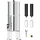 Waterdrop TK-FS Gravity Water Filter System, NSF/ANSI 42&amp;372 Standard | Reduces Chlorine and Lead, Stainless-Steel Water System with 4 Filters, Sight Glass Spigot and Stand, 2.25G