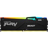 Kingston FURY Beast RGB 32GB 5600MT/s DDR5 CL40 DIMM Desktop Memory (Kit of 2) | Intel XMP 3.0 | Infrared Sync Technology | Overclocking Stability | KF556C40BBAK2-32