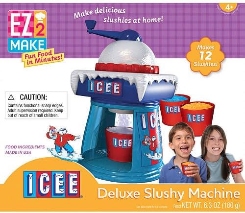 ICEE Deluxe Slushy Machine Snow Cone/Shaved Ice/Slurpee Maker with 3 Flavor Packets (12 Servings)