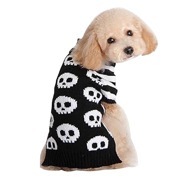 Yijee Halloween Haustier Pullover Schädel Muster Gestreiften