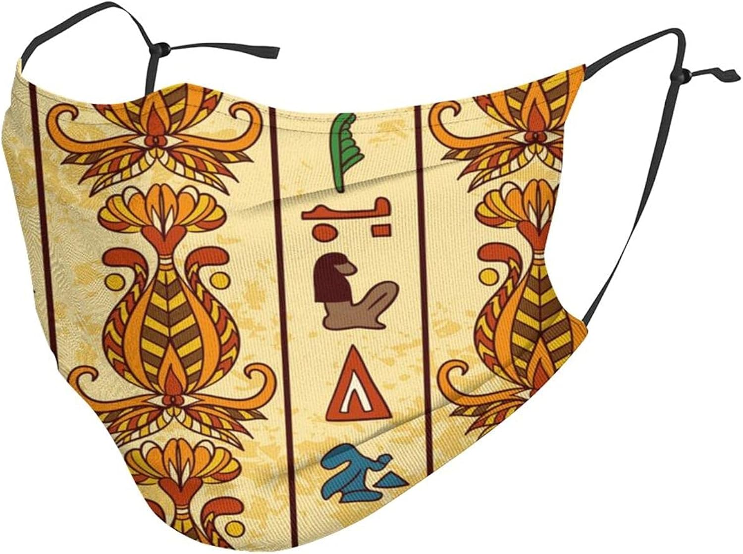 Face Masks Ornament with Ancient Egyptian Hieroglyphs Dust Adjustable Breathable Sunscreen Face