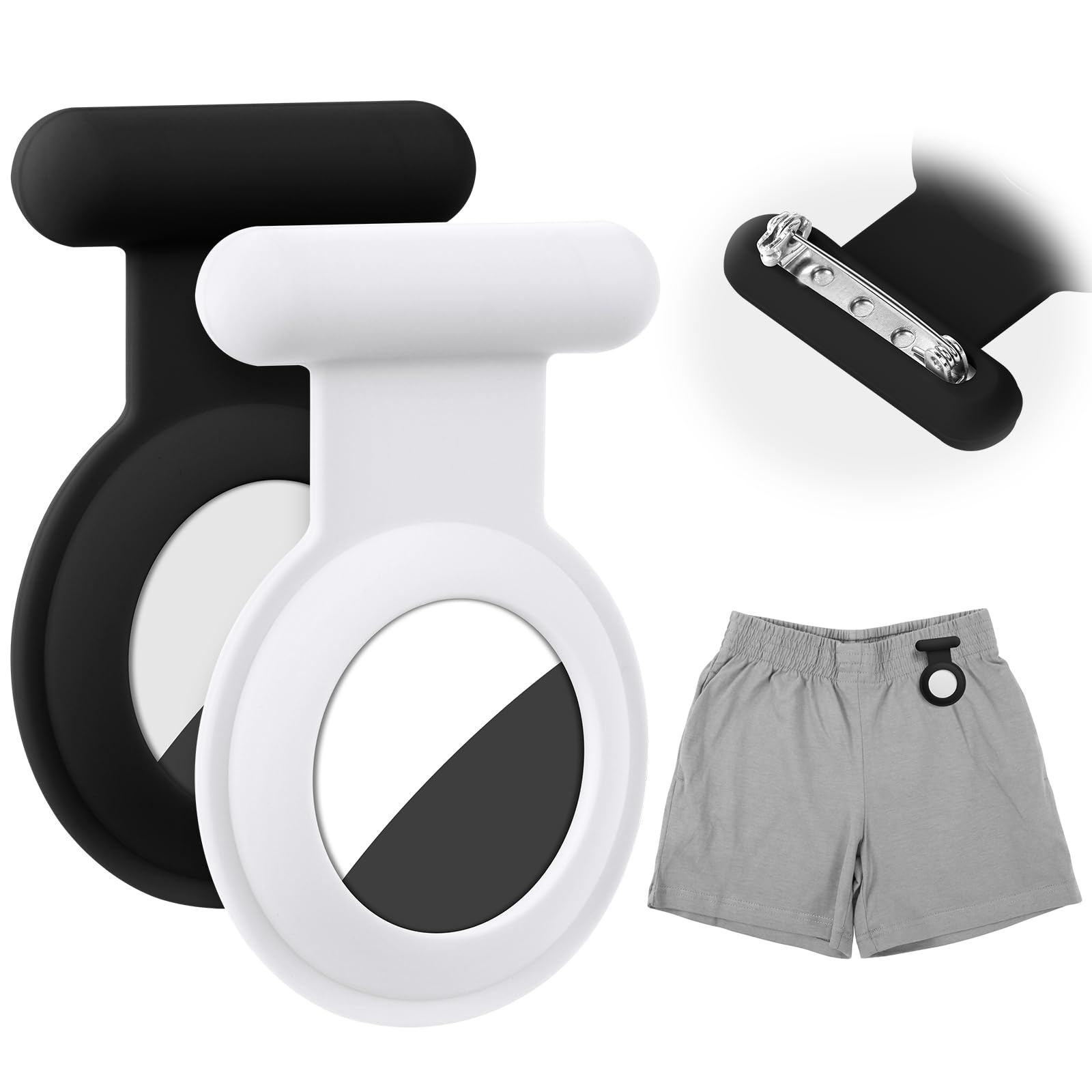 AXFEE 2PCS Air Tag Case, Air-tag Holder Hidden with Pin, Silicone Case with Safety Pins for Air-Tag, Shockproof case GPS Tracker, Air-tags GPS Cases for Kids, Elderly, Pets, Clothes, Backpacks