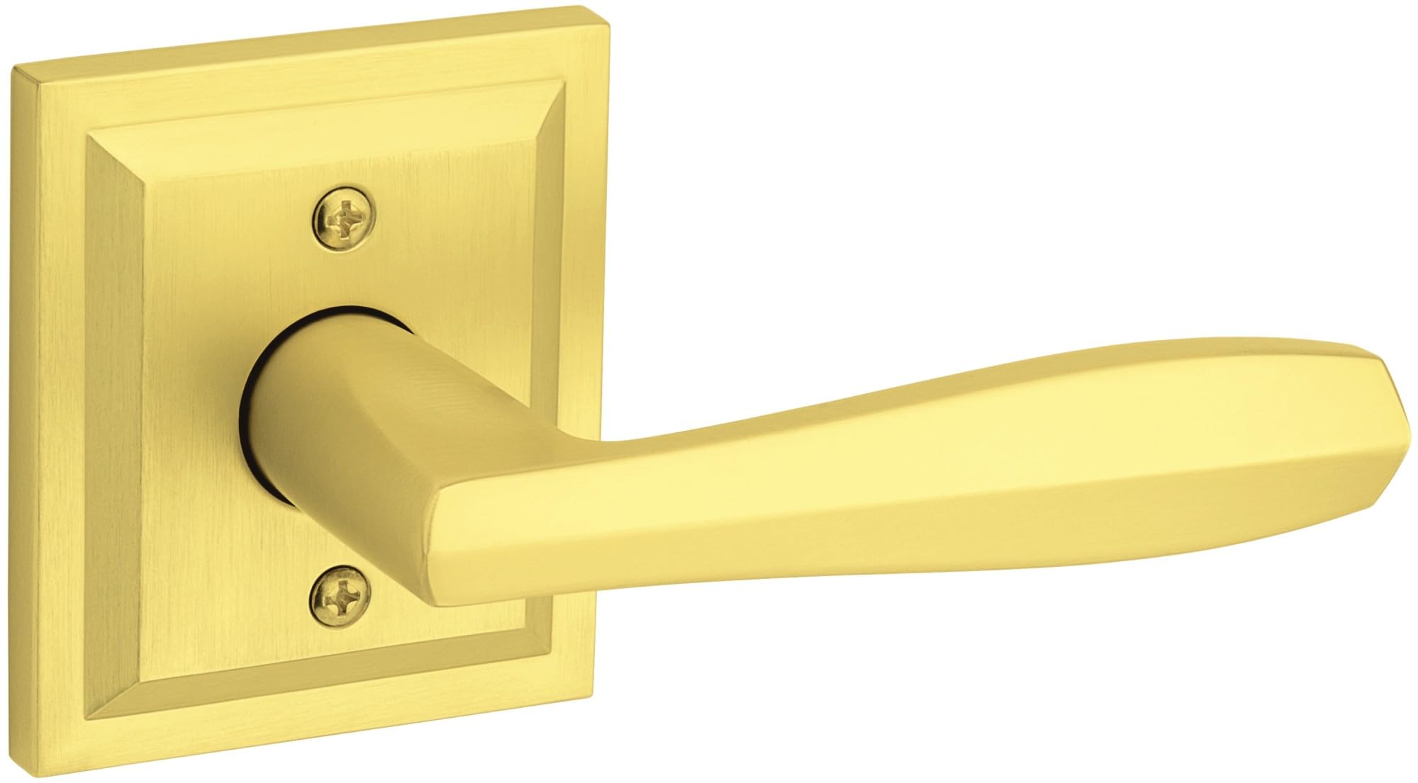 Baldwin Torrey Pines, Half Dummy Door Right Handed Lever, Non-Turning Door Handle for Closet, French Door, with Microban Protection, in Satin Brass