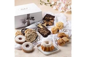 Dulcet Gift Baskets Elegant White Deluxe Designer Gift Box with an Array of Delectable Pastries Great Gift for Holidays, Get Well, Wedding/Anniversary, Friends, Women, Her, and Moms.